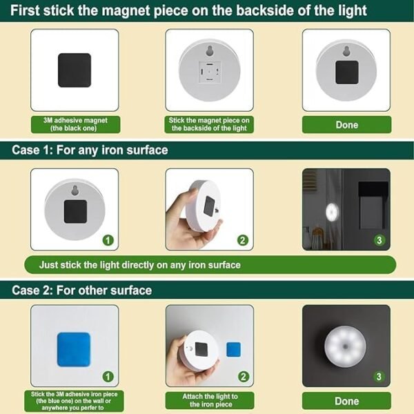 White Warm Motion Sensor Light for Home with USB Charging Self Adhesive Led Nightlight Rechargeable Body Sensor Wall Light for Bedroom, Stairs (Warm White, Pack of 2) - Plastic - Image 4