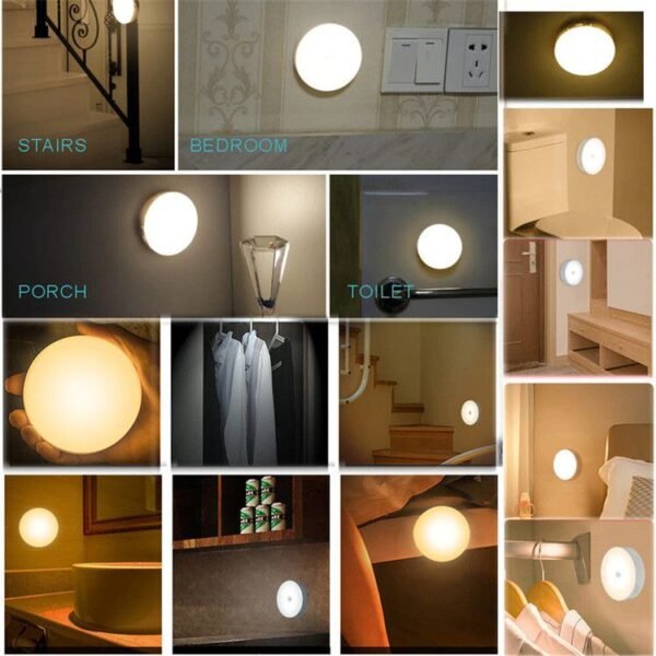 White Warm Motion Sensor Light for Home with USB Charging Self Adhesive Led Nightlight Rechargeable Body Sensor Wall Light for Bedroom, Stairs (Warm White, Pack of 2) - Plastic - Image 7