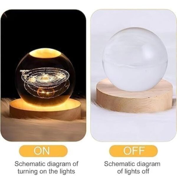 3d Crystal Ball Night Light,2.4 Inch Glass Ball | Night LED Lamp with Woodern Base| for Men, Women, Kids, Boys, Girls - Image 6