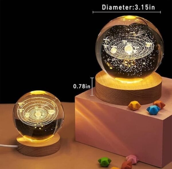 3d Crystal Ball Night Light,2.4 Inch Glass Ball | Night LED Lamp with Woodern Base| for Men, Women, Kids, Boys, Girls - Image 2